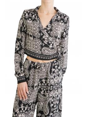 Top maniche lunghe fantasia con colletto scollo a V Only